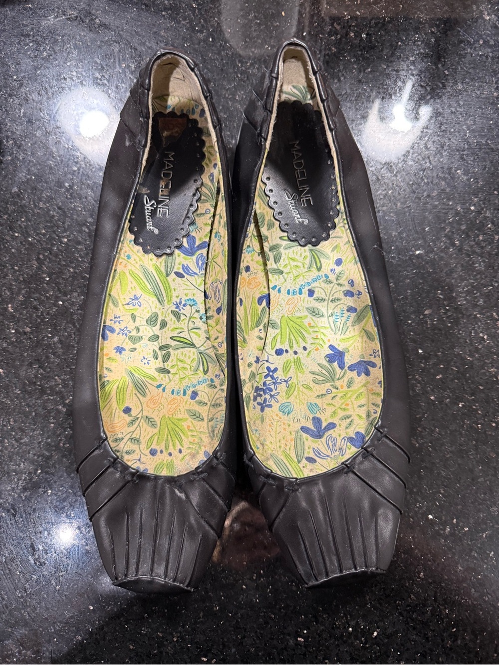 Madeline Stuart Black Floral-Insole Ballet Flats